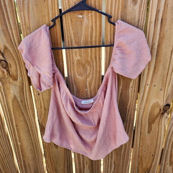 C'isa Mauve Cropped Flutter Sleeve Blouse Women's Medium - Picture 1 of 5